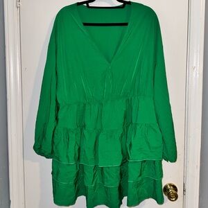 Vibrant Green Tiered Dress